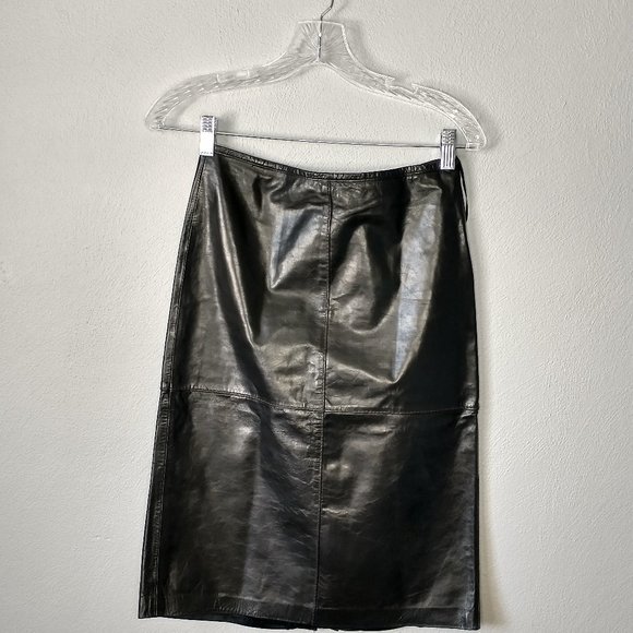 Armani Exchange Black Leather Pencil Skirt size 0 like new - Picture 1 of 11